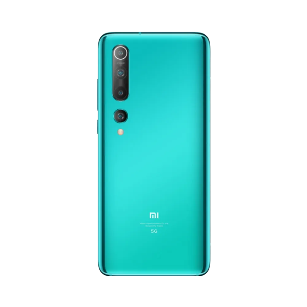 Dos du Xiaomi Mi 10 5G avec quadruple caméra verticale — réparation appareil photo et vitre arrière par iTelier Lyon, techniciens experts, diagnostic offert et pièces garanties 1 an.