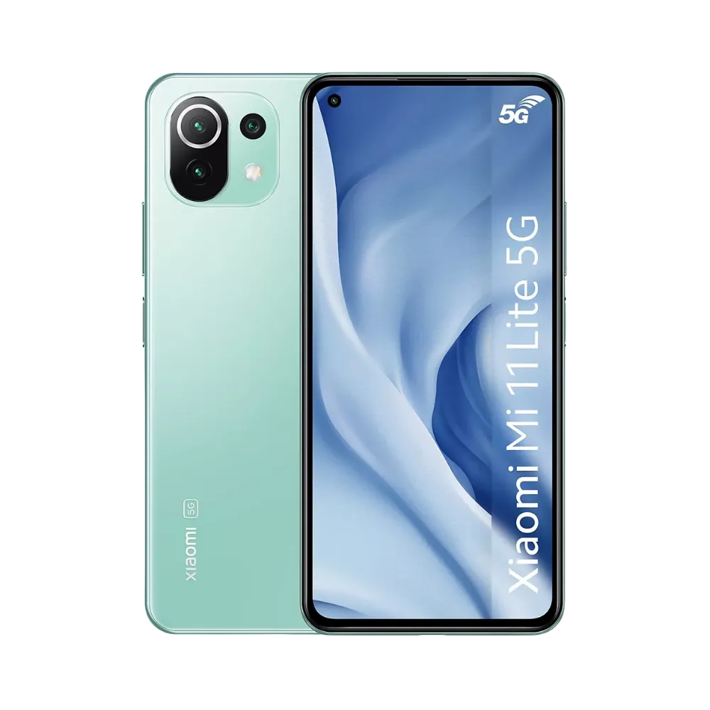 Xiaomi Mi 11 Lite 5G en vue avant et arrière — réparation écran, vitre arrière et batterie par iTelier Lyon, diagnostic offert, pièces d’origine garanties 1 an, service express et envoi national.