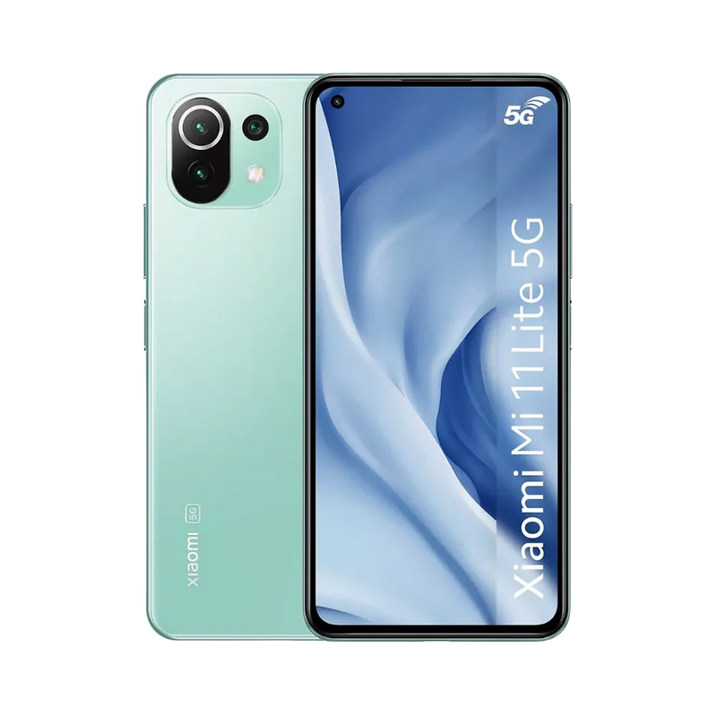 Xiaomi Mi 11 Lite 5G en vue avant et arrière — réparation écran, vitre arrière et batterie par iTelier Lyon, diagnostic offert, pièces d’origine garanties 1 an, service express et envoi national.