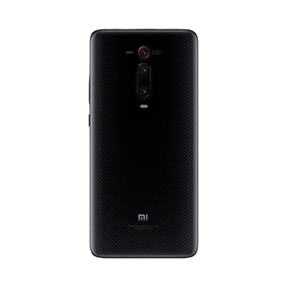 Dos du Xiaomi Mi 9T Pro noir avec triple caméra verticale — réparation appareil photo et vitre arrière par iTelier Lyon, techniciens experts, diagnostic offert et pièces garanties 1 an.