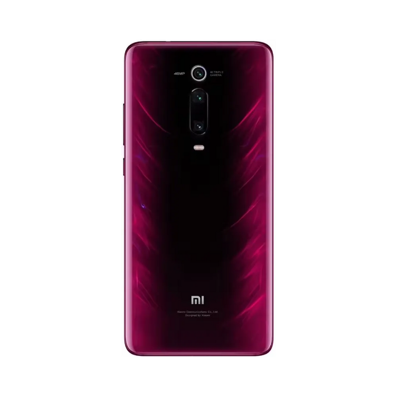 Dos du Xiaomi Mi 9T rouge avec triple caméra verticale centrée — réparation appareil photo et vitre arrière par iTelier Lyon, techniciens experts, diagnostic offert et pièces garanties 1 an.