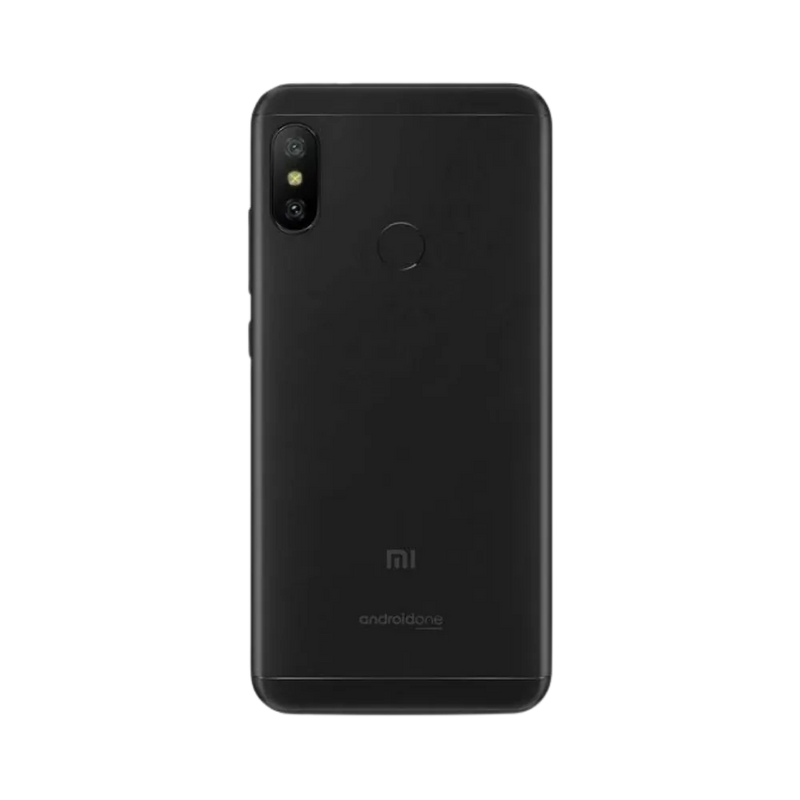 Dos du Xiaomi Mi A2 Lite noir avec double capteur photo vertical et lecteur d’empreinte — réparation lentille caméra, remplacement vitre arrière et maintenance batterie par iTelier Lyon, techniciens certifiés, service fiable et écologique.