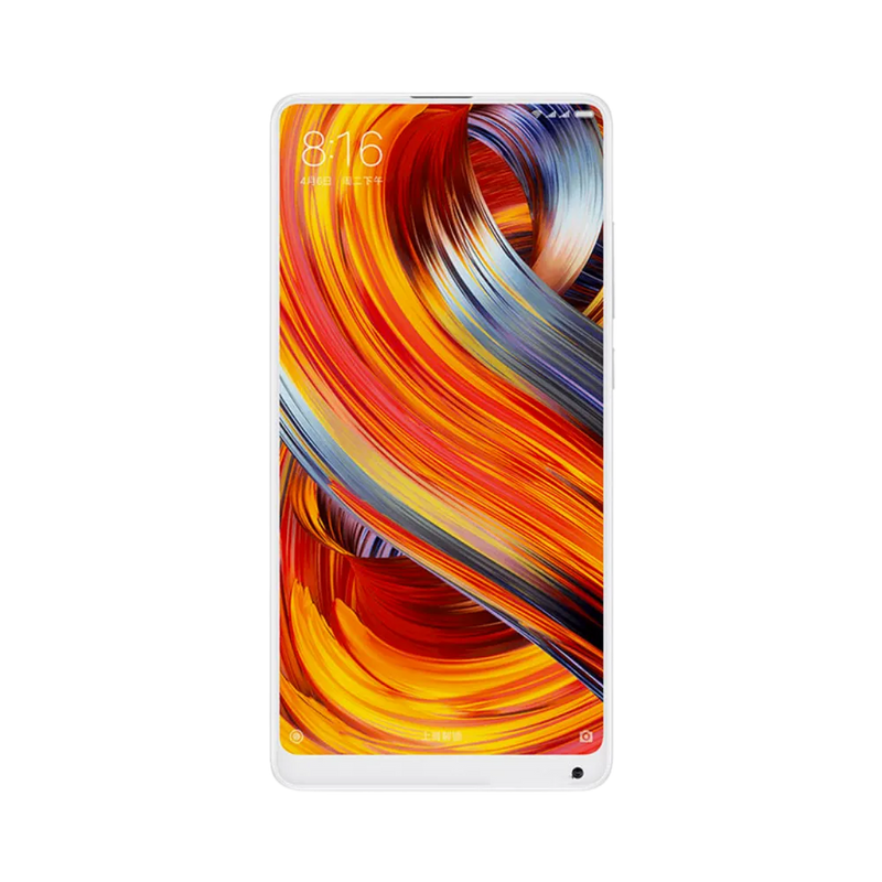 Écran avant du Xiaomi Mi Mix 2 blanc avec affichage plein écran borderless — réparation dalle LCD et vitre tactile originale chez iTelier Lyon, diagnostic offert, pièces garanties 12 mois, réparation rapide en boutique ou envoi postal.