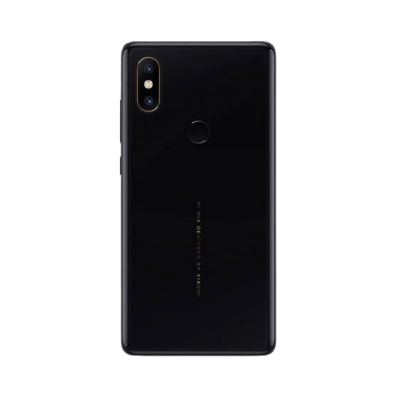 Dos du Xiaomi Mi Mix 2S noir avec double capteur photo vertical et lecteur d’empreinte — réparation lentille caméra, remplacement vitre arrière et maintenance batterie par iTelier Lyon, service rapide, fiable et écologique.