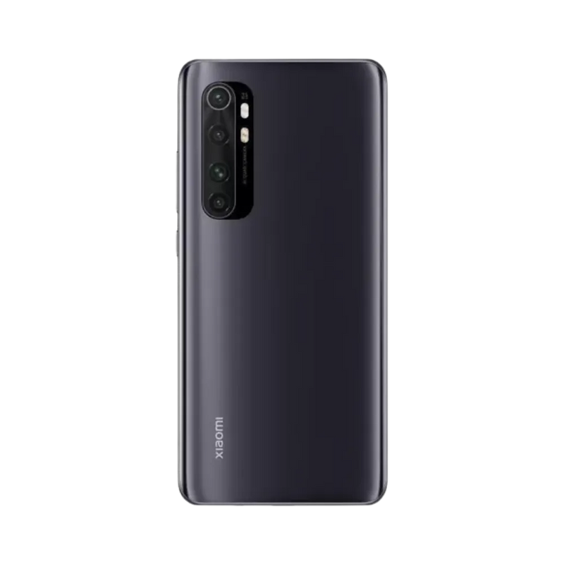 Dos du Xiaomi Mi Note 10 Lite gris avec 4 capteurs photo — réparation lentille caméra, remplacement vitre arrière cassée et maintenance batterie par iTelier Lyon, techniciens certifiés, service fiable et écologique garanti 1 an.