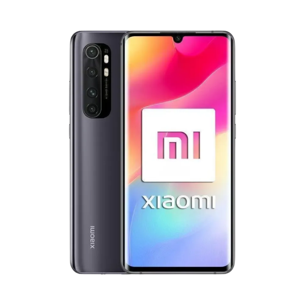 Xiaomi Mi Note 10 Lite gris en vue avant et arrière — réparation écran AMOLED incurvé, remplacement vitre tactile cassée et changement batterie par iTelier Lyon, devis gratuit, réparation rapide garantie en boutique et envoi postal sécurisé.