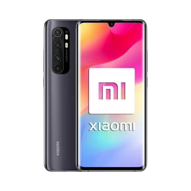 Xiaomi Mi Note 10 Lite gris en vue avant et arrière — réparation écran AMOLED incurvé, remplacement vitre tactile cassée et changement batterie par iTelier Lyon, devis gratuit, réparation rapide garantie en boutique et envoi postal sécurisé.
