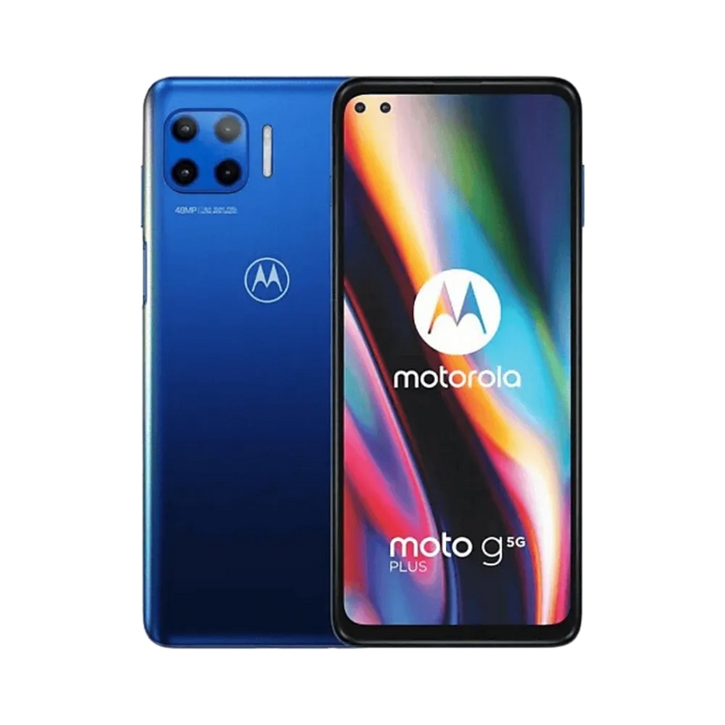 Réparation Motorola G 5G Plus à Lyon – iTelier : vue avant et arrière du smartphone, illustrant le remplacement d’écran fissuré et la réparation de vitre arrière. Diagnostic gratuit, pièces garanties, service rapide en boutique Lyon 6 ou par envoi national.
