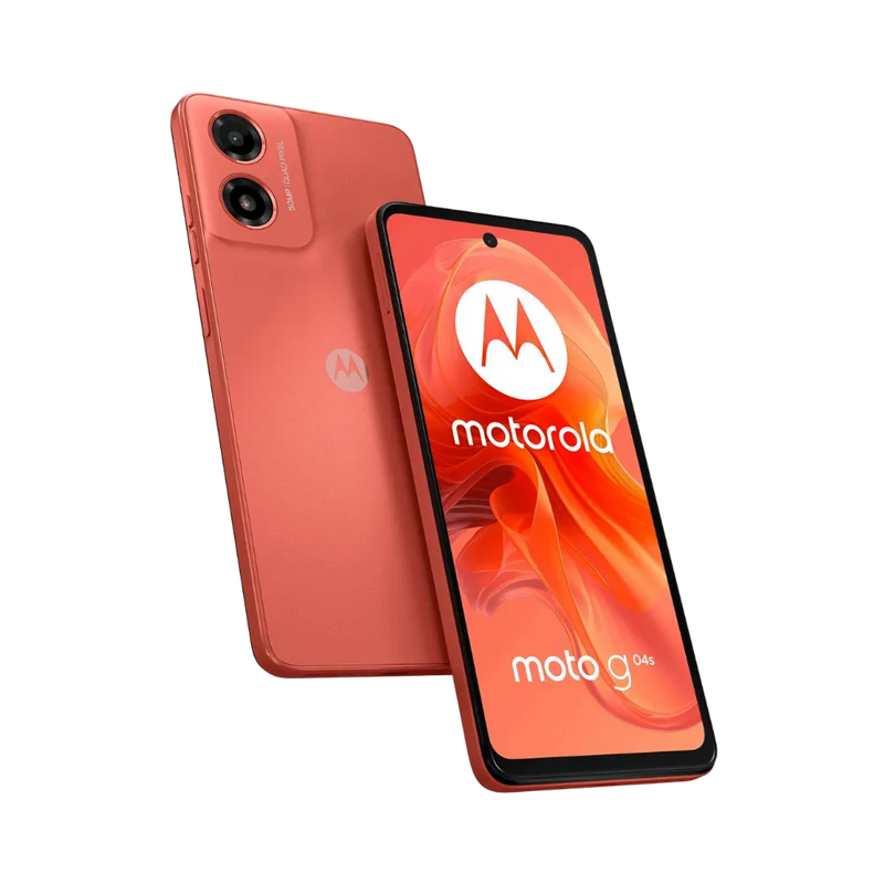 Motorola G04s – vue inclinée avec avant et dos visibles. iTelier Lyon : réparation écran, batterie et vitre arrière. Diagnostic offert, service express garanti en boutique Lyon 6 ou par envoi national sécurisé.