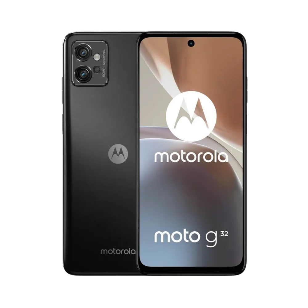 Réparation Motorola G32 à Lyon – iTelier : vue avant avec écran éteint, idéale pour illustrer le remplacement d’écran fissuré ou tactile endommagé. Diagnostic gratuit, pièces garanties, service rapide en boutique Lyon 6 ou par envoi national.