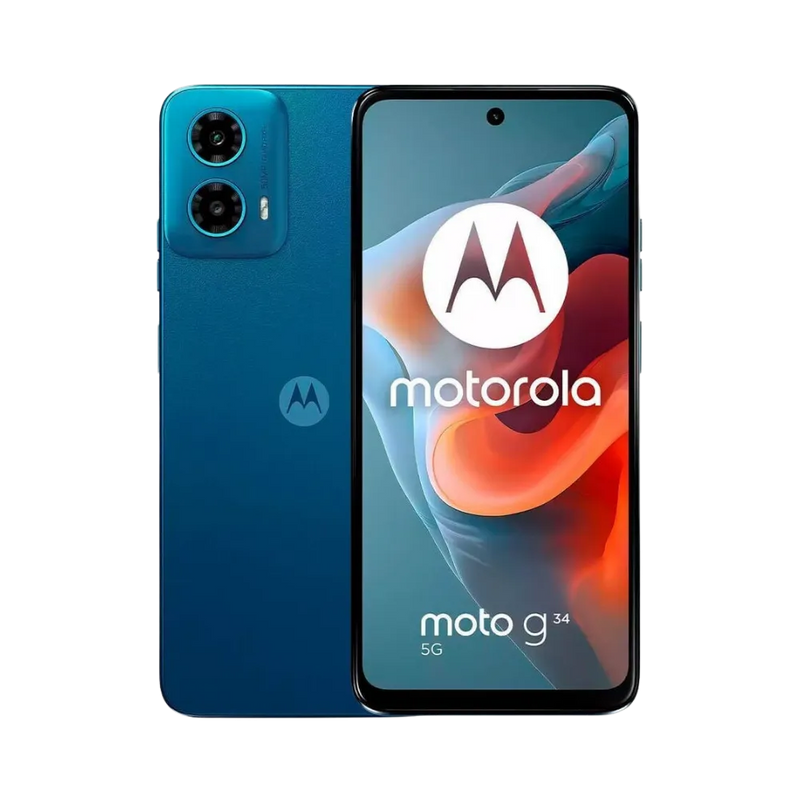 Réparation Motorola G34 5G à Lyon – iTelier : vue avant avec écran éteint, idéale pour illustrer le remplacement d’écran fissuré ou tactile non réactif. Diagnostic gratuit, pièces garanties, service express en boutique Lyon 6 ou par envoi national.