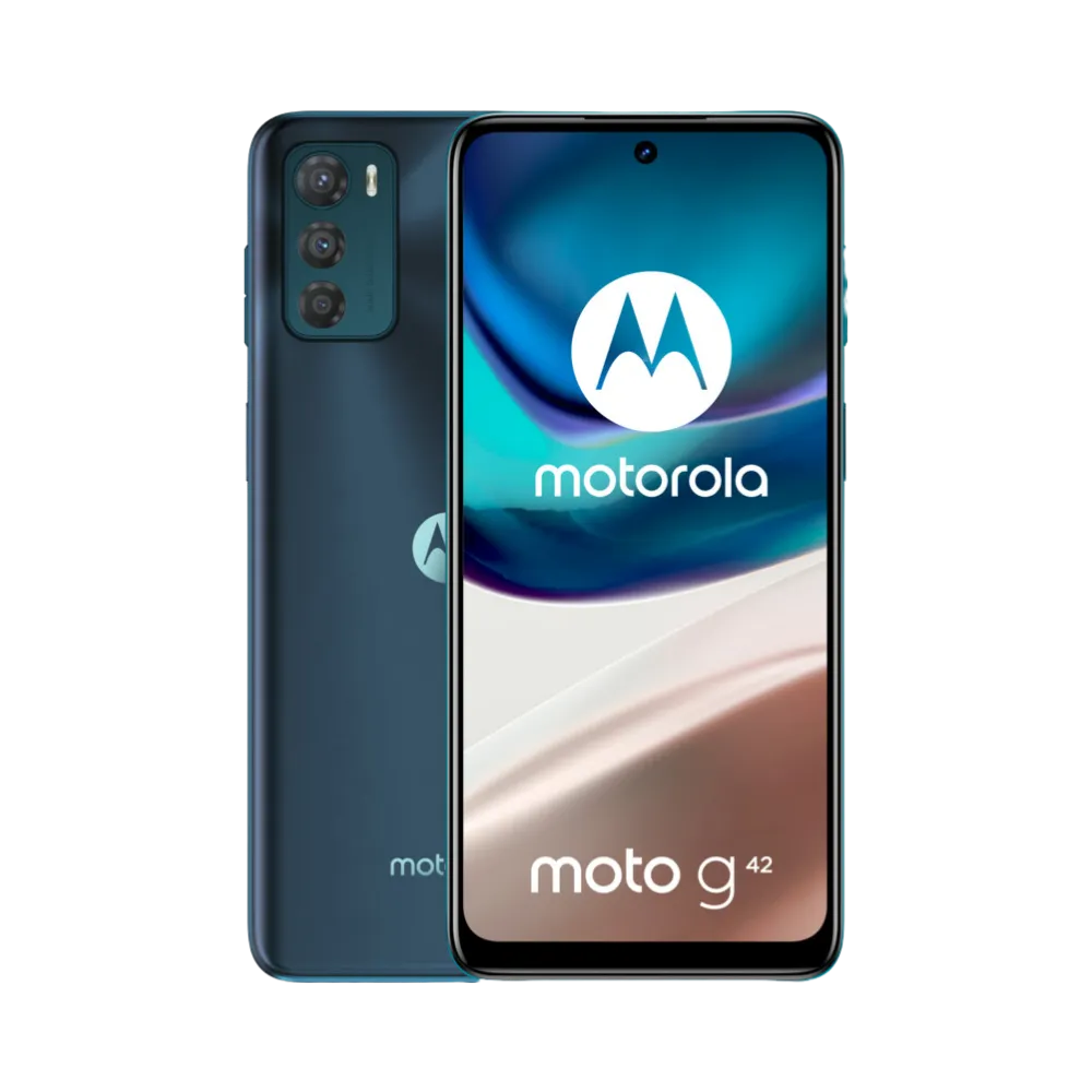 Réparation Motorola G42 à Lyon – iTelier : vue avant du smartphone avec écran éteint, idéal pour illustrer le remplacement d’écran fissuré ou tactile défectueux. Diagnostic gratuit, pièces garanties, service rapide en boutique Lyon 6 ou par envoi national.