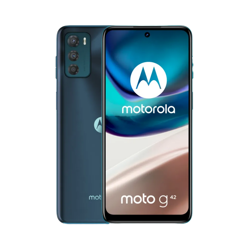 Réparation Motorola G42 à Lyon – iTelier : vue avant du smartphone avec écran éteint, idéal pour illustrer le remplacement d’écran fissuré ou tactile défectueux. Diagnostic gratuit, pièces garanties, service rapide en boutique Lyon 6 ou par envoi national.