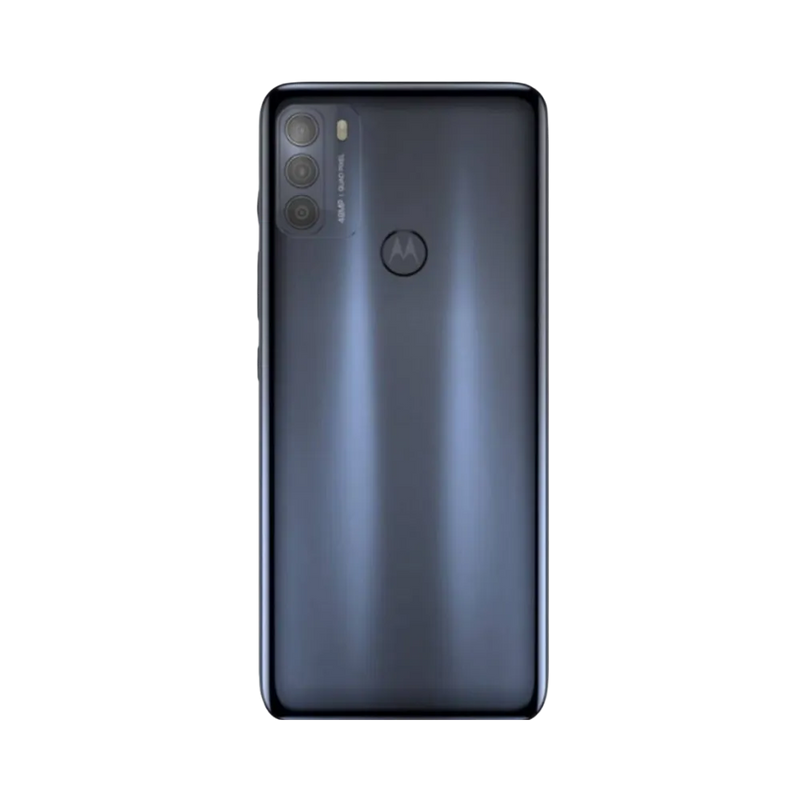 Remplacement vitre arrière Motorola G50 à Lyon – iTelier. Vue complète du dos avec caméra, idéal en cas de vitre cassée ou châssis abîmé. Diagnostic offert, pièces garanties et réparation en boutique ou par colis.