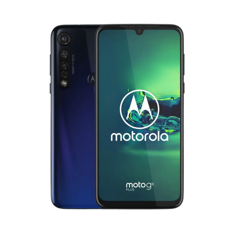 Réparation Motorola G8 Plus à Lyon – iTelier : vue avant et arrière du smartphone, parfaite pour illustrer le remplacement d’écran fissuré et la réparation de vitre arrière. Diagnostic gratuit, pièces garanties et service rapide en boutique Lyon 6 ou par envoi national.