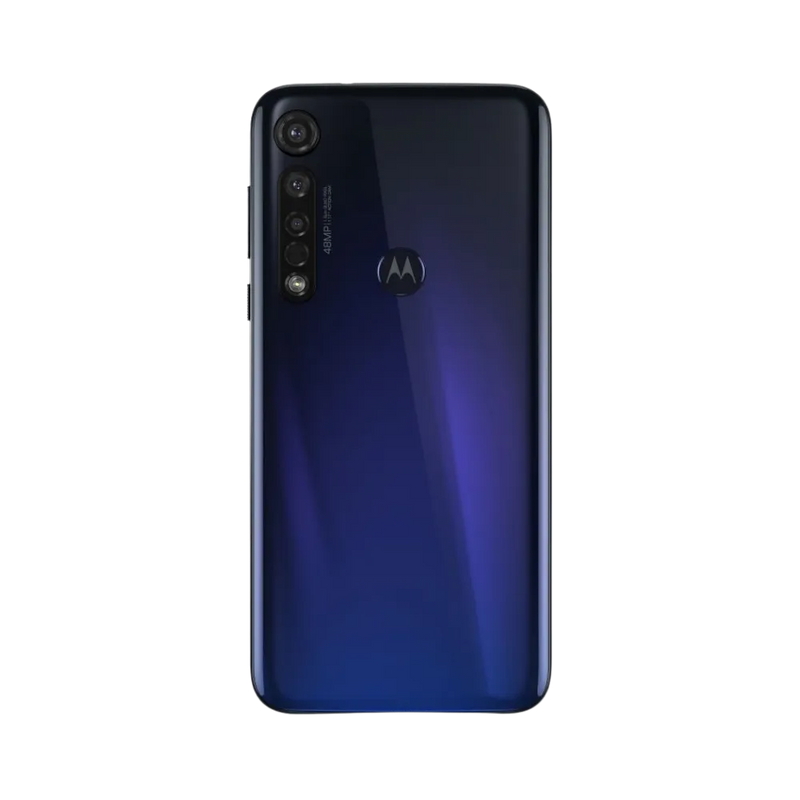 Remplacement vitre arrière Motorola G8 Plus à Lyon – iTelier. Vue arrière complète avec triple caméra, idéale pour illustrer une réparation du dos fissuré, rayé ou châssis endommagé. Diagnostic offert, pièces garanties et service expert.