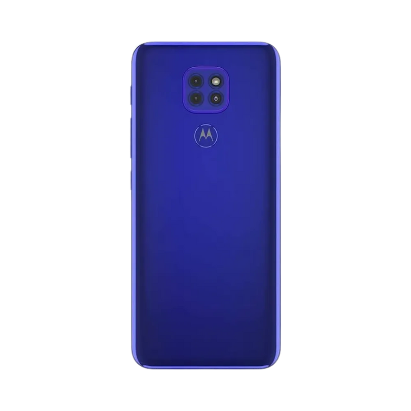 Remplacement vitre arrière Motorola G9 Play à Lyon – iTelier. Vue arrière complète avec module photo carré central, illustrant la réparation d’un dos fissuré ou châssis abîmé. Diagnostic offert, pièces garanties et service expert.