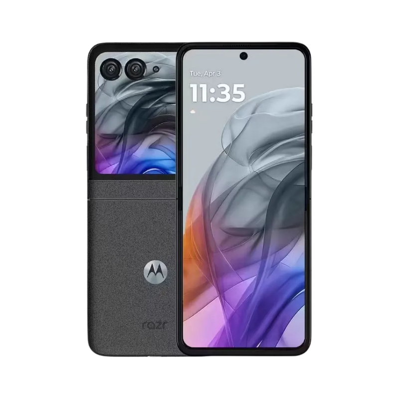 Réparation Motorola Razr 50 à Lyon – iTelier : vue avant pliée avec écran externe et double caméra. Idéal pour illustrer le remplacement d’écran externe fissuré ou vitre arrière. Diagnostic gratuit, pièces garanties et service express à Lyon 6 ou par envoi national.