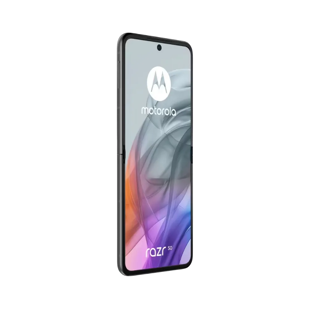 Réparation Motorola Razr 50 à Lyon – iTelier : vue verticale semi-pliée montrant l’écran interne. Parfait pour illustrer le remplacement de l’écran pliable principal ou de la batterie. Service rapide, diagnostic gratuit et réparation garantie partout en France.