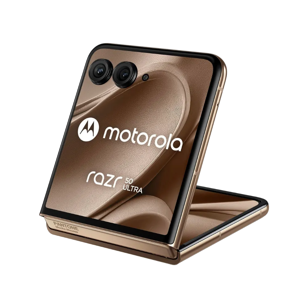 Réparation Motorola Razr 50 Ultra à Lyon – iTelier : vue semi-pliée mettant en avant l’écran pliable interne AMOLED. Parfaite pour illustrer le remplacement en cas de fissure, pli ou affichage défectueux. Réparation rapide et garantie 1 an.