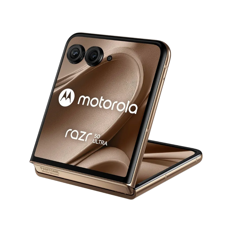 Réparation Motorola Razr 50 Ultra à Lyon – iTelier : vue semi-pliée mettant en avant l’écran pliable interne AMOLED. Parfaite pour illustrer le remplacement en cas de fissure, pli ou affichage défectueux. Réparation rapide et garantie 1 an.