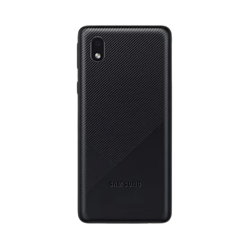 Dos texturé noir Samsung Galaxy A01 Core – remplacement vitre arrière brisée et réparations certifiées avec iTelier Lyon – solutions économiques et écologiques disponibles à Lyon et en France entière.