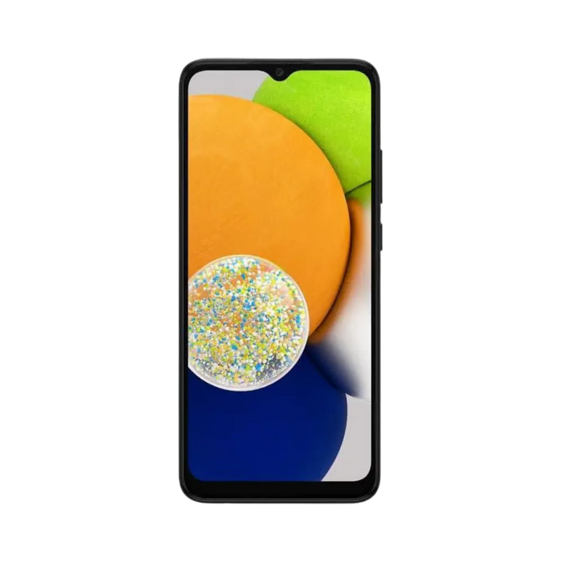 Samsung Galaxy A03 avec fond coloré – réparation smartphone complète (écran fissuré, batterie faible, caméra) avec iTelier Lyon – réparations rapides, service local et expédition nationale avec suivi sécurisé.