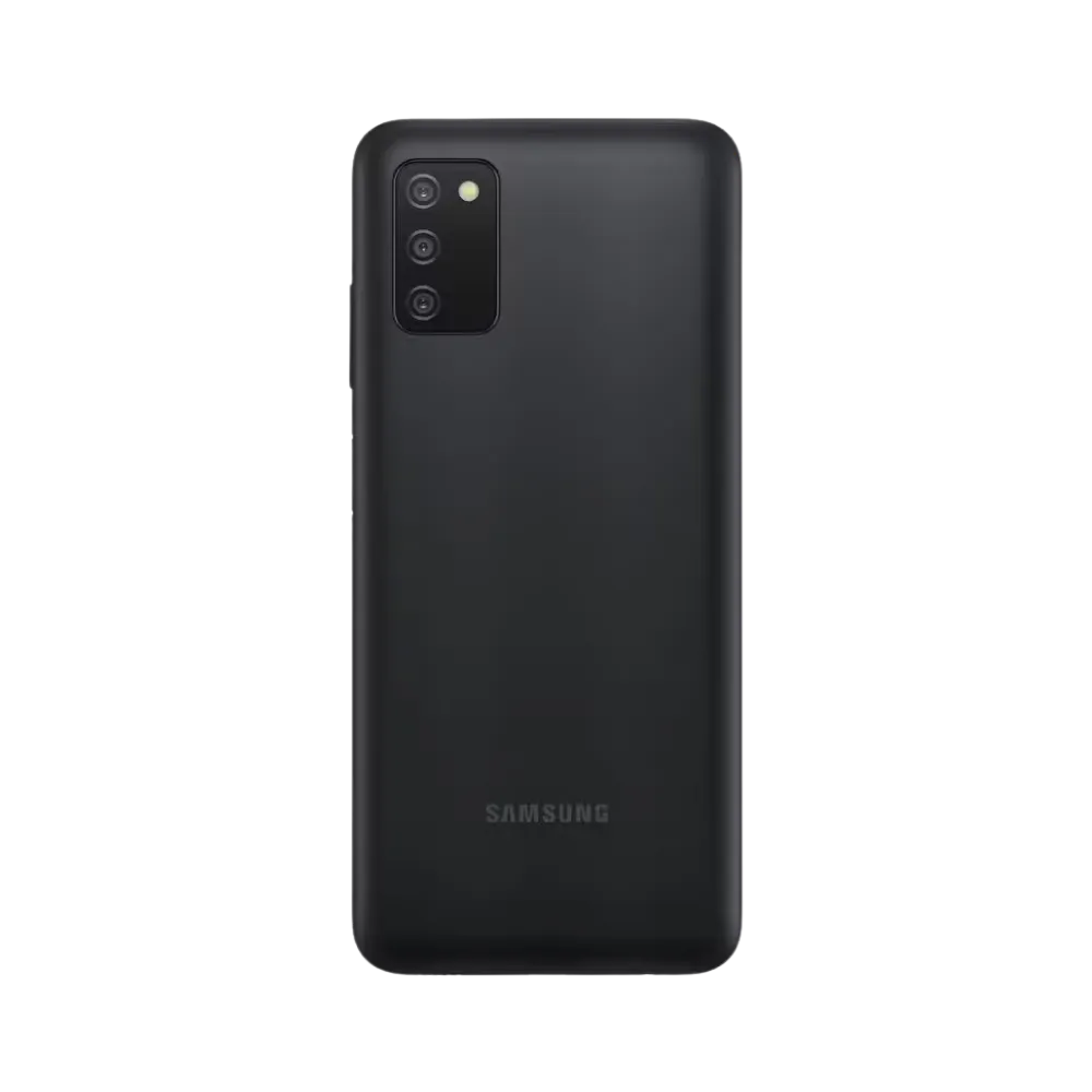 Dos noir Samsung Galaxy A03 avec double caméra – remplacement vitre arrière brisée et réparations certifiées avec iTelier Lyon – service écologique, économique et disponible dans toute la France.