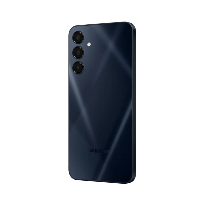 Samsung Galaxy A16 5G bleu vu sous un angle incliné – réparation connecteur de charge, boutons latéraux et pièces internes par iTelier Lyon – service rapide, diagnostic offert, envoi national sécurisé.