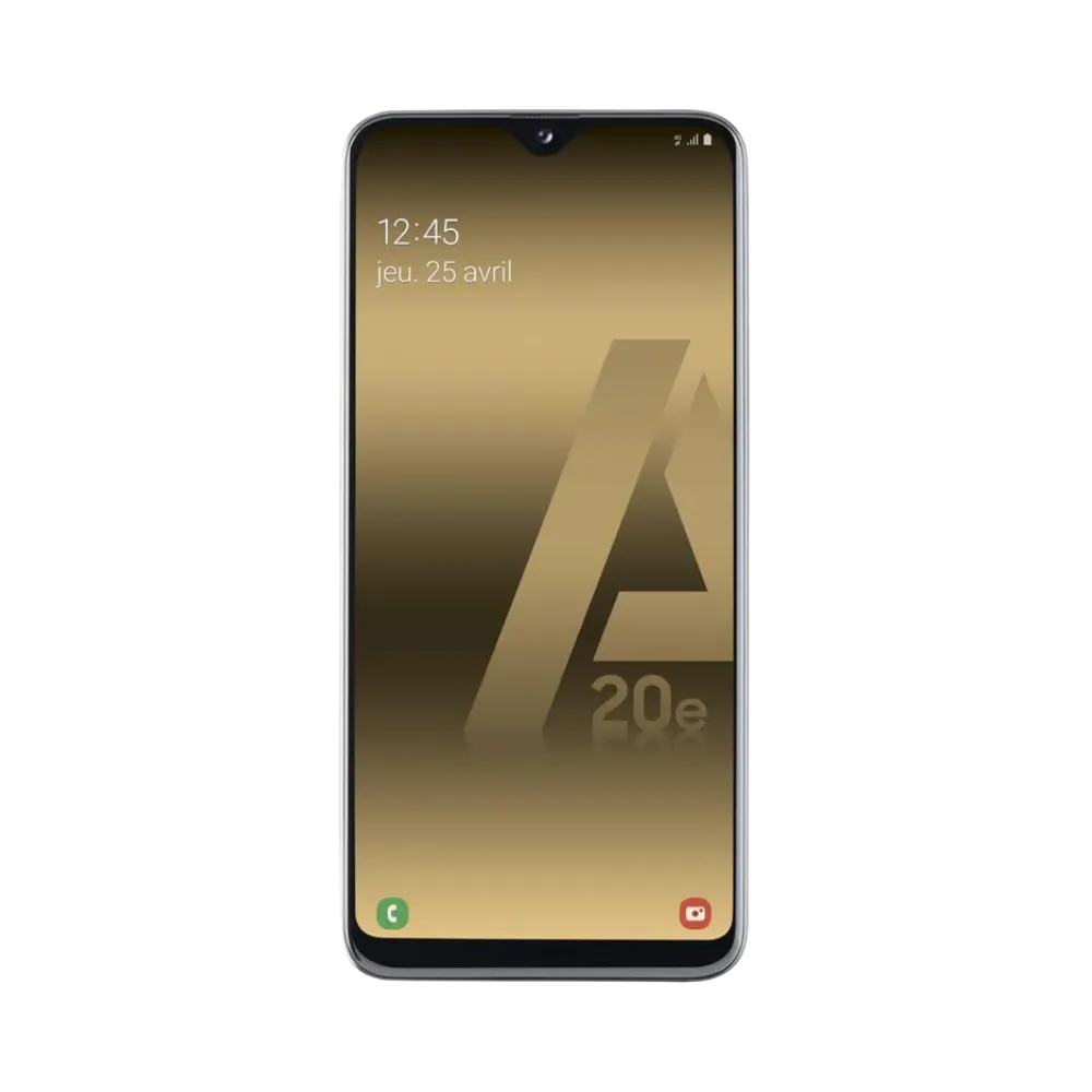 Écran complet Samsung Galaxy A20e affichant interface Android – remplacement écran fissuré ou tactile défectueux par iTelier Lyon – réparation rapide, pièces d’origine garanties 1 an, envoi national sécurisé.