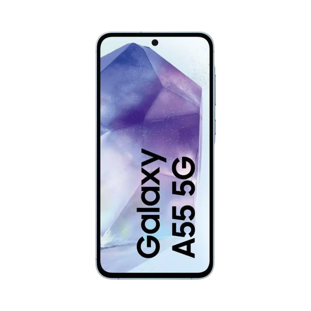 Écran complet Samsung Galaxy A55 5G affichant interface moderne – remplacement écran fissuré ou tactile défectueux par iTelier Lyon – pièces d’origine, réparation rapide, envoi sécurisé partout en France.