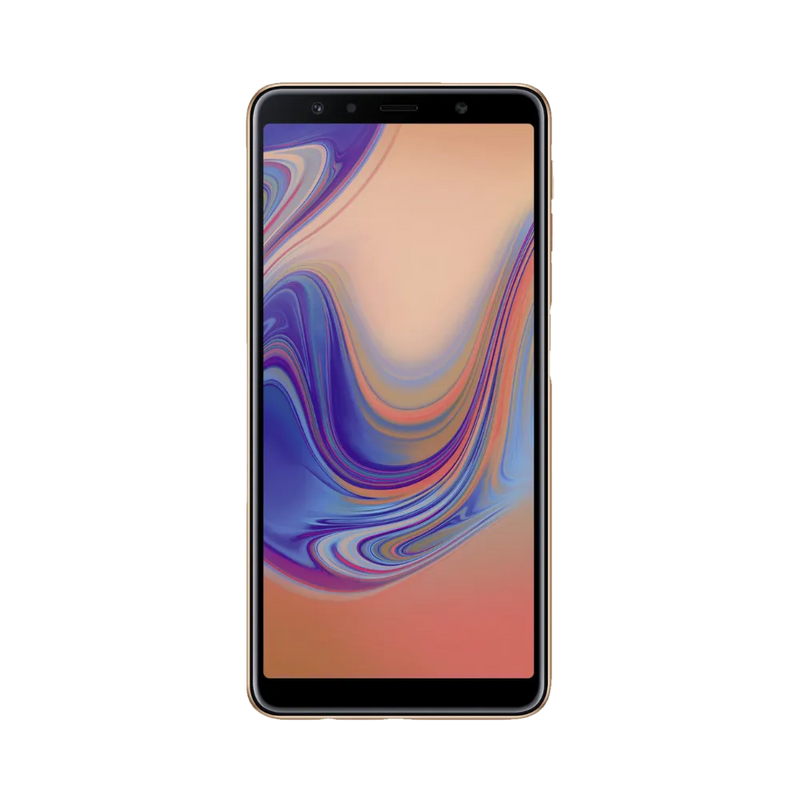 Écran complet Samsung Galaxy A7 2018 affichant interface Android – remplacement écran fissuré ou tactile défectueux par iTelier Lyon – réparation rapide, pièces d’origine garanties 1 an, envoi national sécurisé.