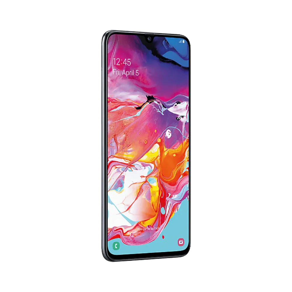 Écran complet Samsung Galaxy A70 affichant interface colorée – remplacement écran fissuré ou tactile défectueux chez iTelier Lyon – réparation rapide, pièces originales garanties 1 an, envoi France entière.