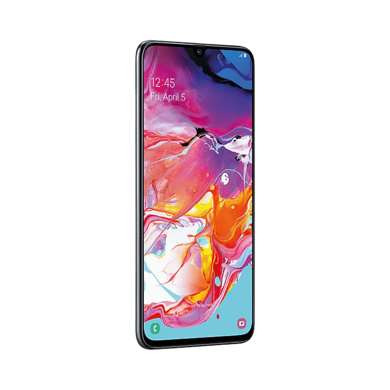 Écran complet Samsung Galaxy A70 affichant interface colorée – remplacement écran fissuré ou tactile défectueux chez iTelier Lyon – réparation rapide, pièces originales garanties 1 an, envoi France entière.