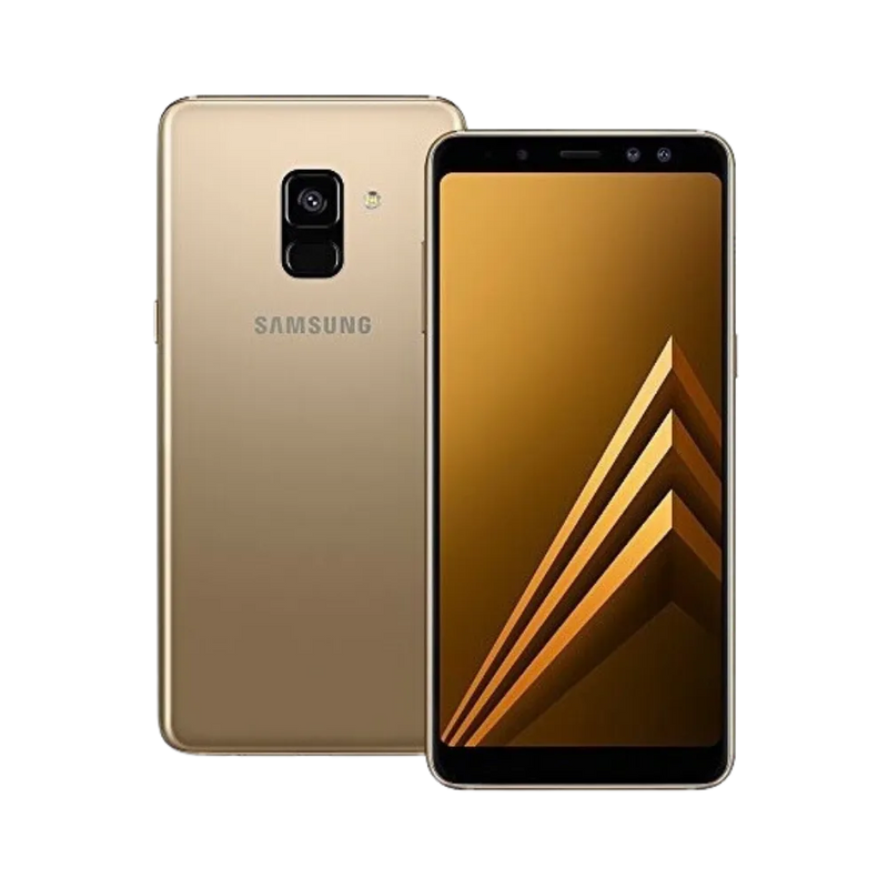 Dos or Samsung Galaxy A8 2018 avec capteur d’empreintes et simple caméra – réparation vitre arrière cassée, changement batterie et restauration esthétique par iTelier Lyon – expertise locale, diagnostic offert, garantie 1 an.