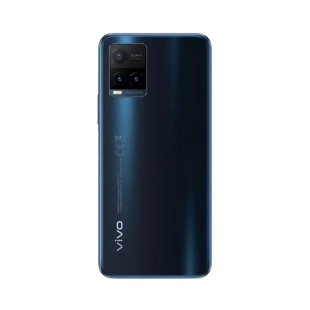 Vue arrière du Vivo Y21s avec module photo, réparation vitre arrière, caméra et connecteur assurée chez iTelier Lyon, service rapide avec pièces garanties 1 an.