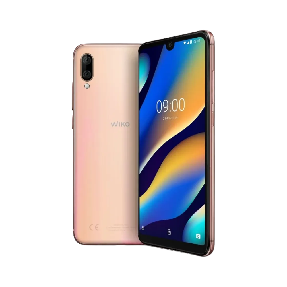 Wiko View 3 Lite doré vu de face et de dos, réparation écran original et batterie avec iTelier Lyon, service rapide, pièces d’origine garanties, envoi national sécurisé.