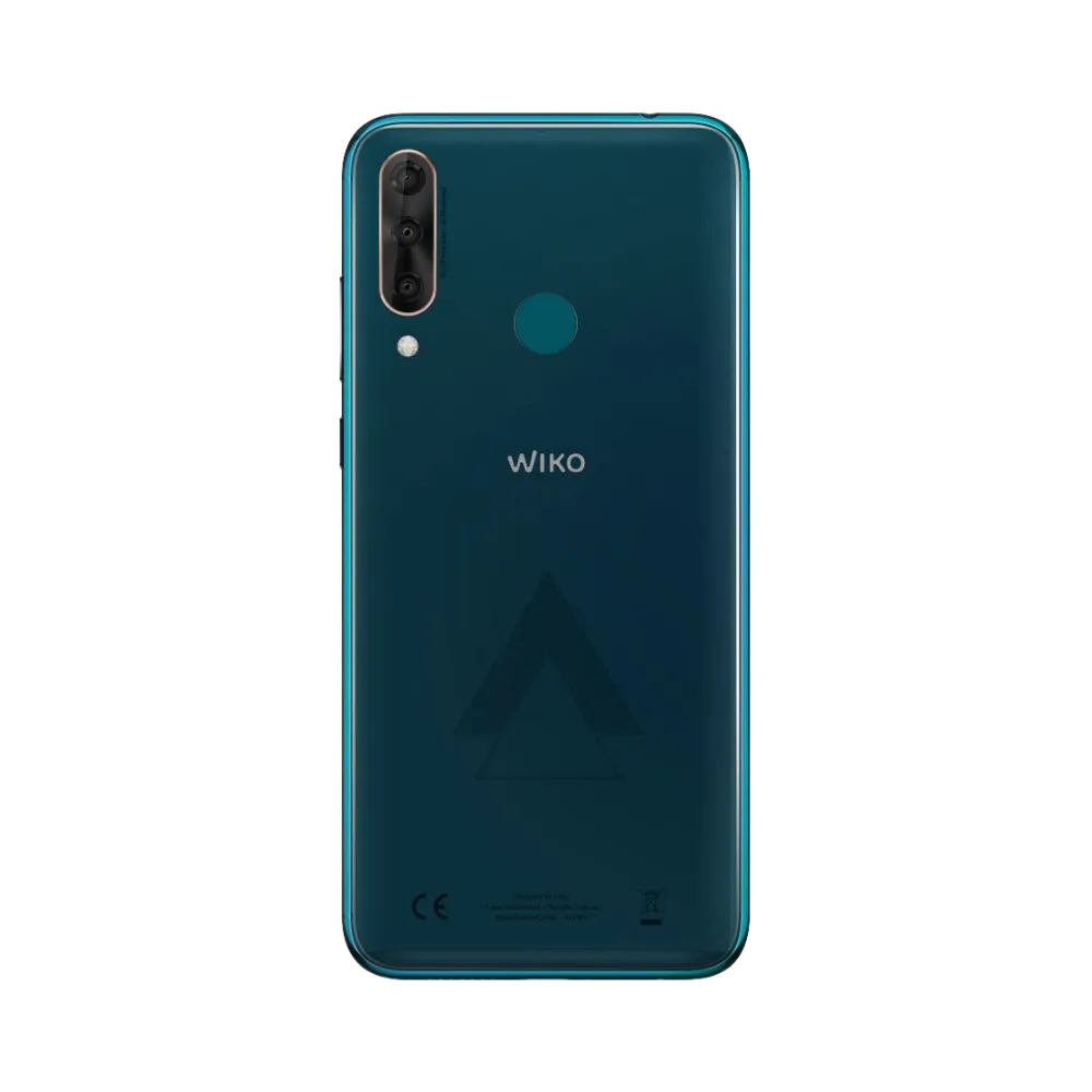 Vue arrière du Wiko View 3 Pro bleu, réparation batterie ou vitre arrière chez iTelier Lyon, service en boutique et par correspondance avec pièces garanties.