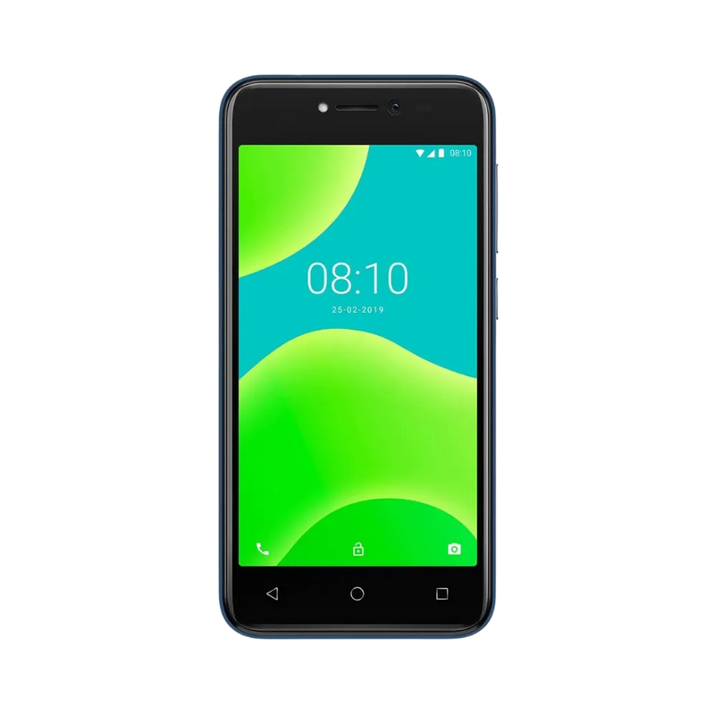 Vue avant du Wiko Y50 bleu, remplacement écran original et diagnostic offert chez iTelier Lyon, réparation express avec pièces garanties un an.