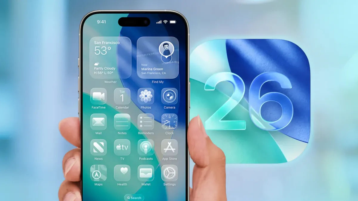 Aperçu d’iOS 26 sur iPhone avec nouvelles icônes et interface modernisée – article iTelier sur les fonctionnalités, innovations en intelligence artificielle et optimisations de performance apportées par la mise à jour iOS 2025.