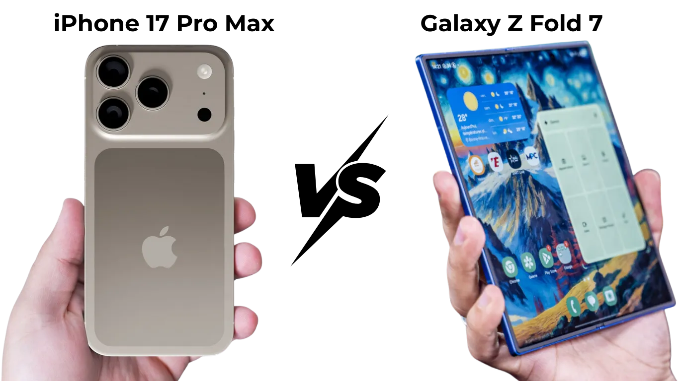 Comparatif iPhone 17 Pro Max et Samsung Galaxy Z Fold 7 par iTelier Lyon : analyse réparabilité, coût des pièces, pannes fréquentes et conseils experts en 2025.