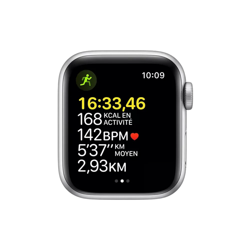 Gros plan sur écran Apple Watch SE 44mm, prêt pour réparation à iTelier Lyon, dans les communes de Craponne, Sathonay-Camp ou Écully.