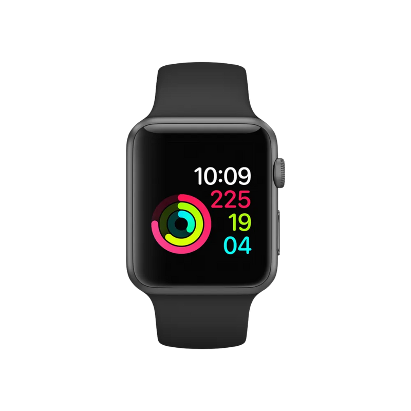 Apple Watch Série 1 42mm noire avec affichage des anneaux d’activité. Réparation écran ou batterie chez iTelier à Lyon, Bron, Grigny ou Écully.
