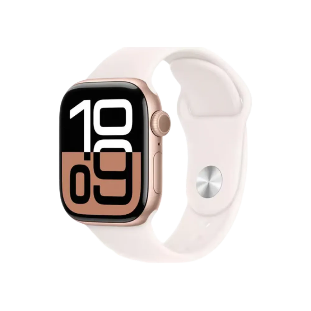 Apple Watch Série 10 42mm cadran rose gold. Réparations iTelier à Lyon : écran fissuré, batterie faible, bouton ou cache arrière – disponible à Tassin-la-Demi-Lune, Sathonay-Camp et Mions.