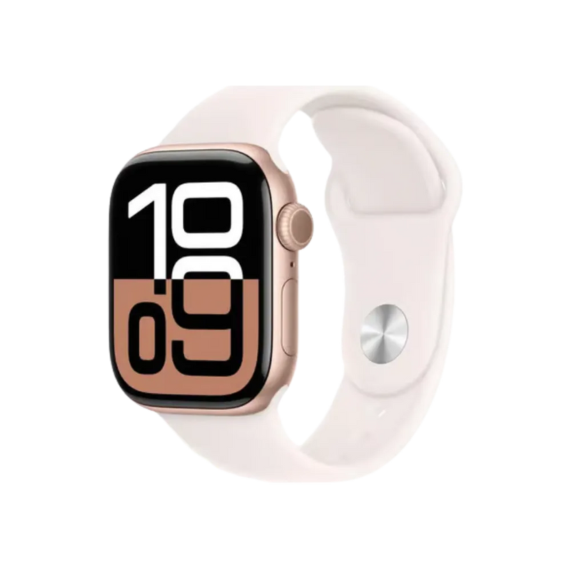 Apple Watch Série 10 42mm cadran rose gold. Réparations iTelier à Lyon : écran fissuré, batterie faible, bouton ou cache arrière – disponible à Tassin-la-Demi-Lune, Sathonay-Camp et Mions.