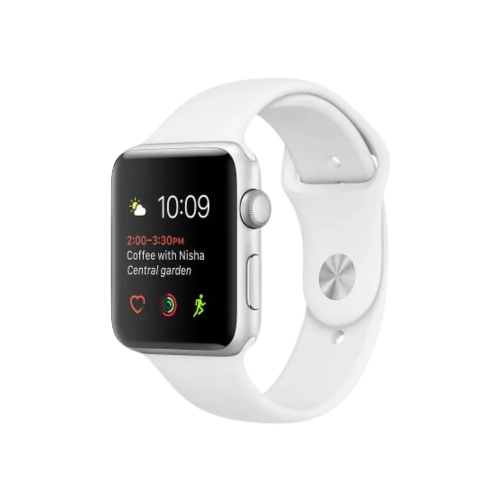 Apple Watch Série 2 38mm blanche affichant les notifications. Réparation à Lyon, Meyzieu, Sathonay-Camp ou Saint-Genis-Laval avec pièces garanties.