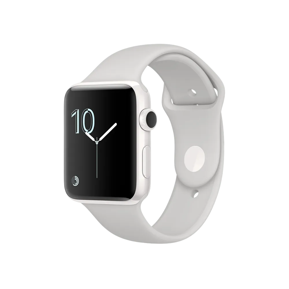 Apple Watch Série 2 38mm argent avec affichage minimal. Réparation écran ou batterie chez iTelier à Lyon, Tassin, Sainte-Foy-lès-Lyon ou Caluire.
