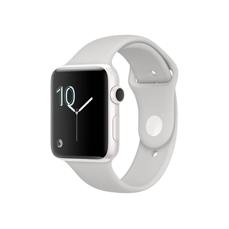 Apple Watch Série 2 38mm argent avec affichage minimal. Réparation écran ou batterie chez iTelier à Lyon, Tassin, Sainte-Foy-lès-Lyon ou Caluire.
