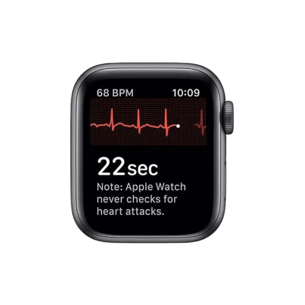 Apple Watch Série 2 42mm affichant un ECG sur fond noir. Réparation iTelier à Lyon, Givors, Feyzin ou Corbas avec diagnostic offert.