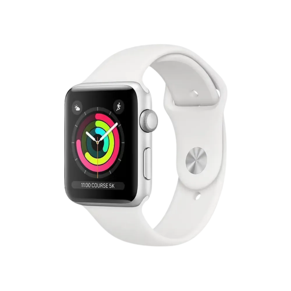 Apple Watch Série 3 38mm boîtier argent avec affichage activité. Réparation écran, batterie ou bouton chez iTelier à Lyon, Saint-Priest, Sathonay-Camp ou Craponne.